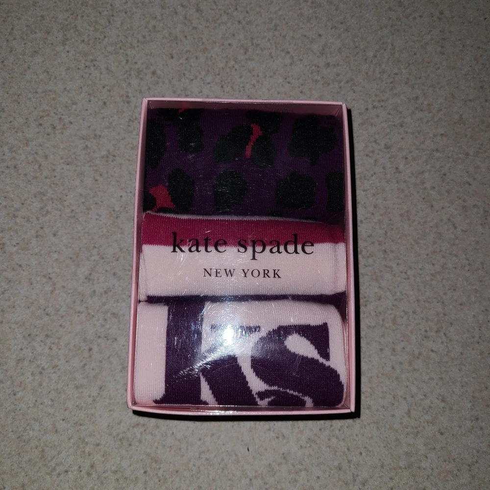 Kate Spade Crew Socks Striped Animal Print Logo 3 Pair - Picture 3 of 8